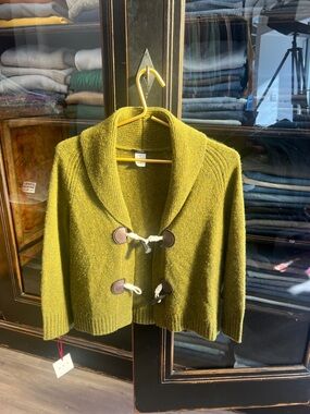 J. Crew- Olive Green Toggle Shawl-Collar Women's Sweater